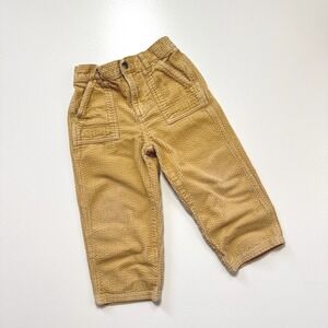 Vintage 90's Y2K Carters Wide Corduroy Pants Yellow Tan Size 4T Elastic Waist